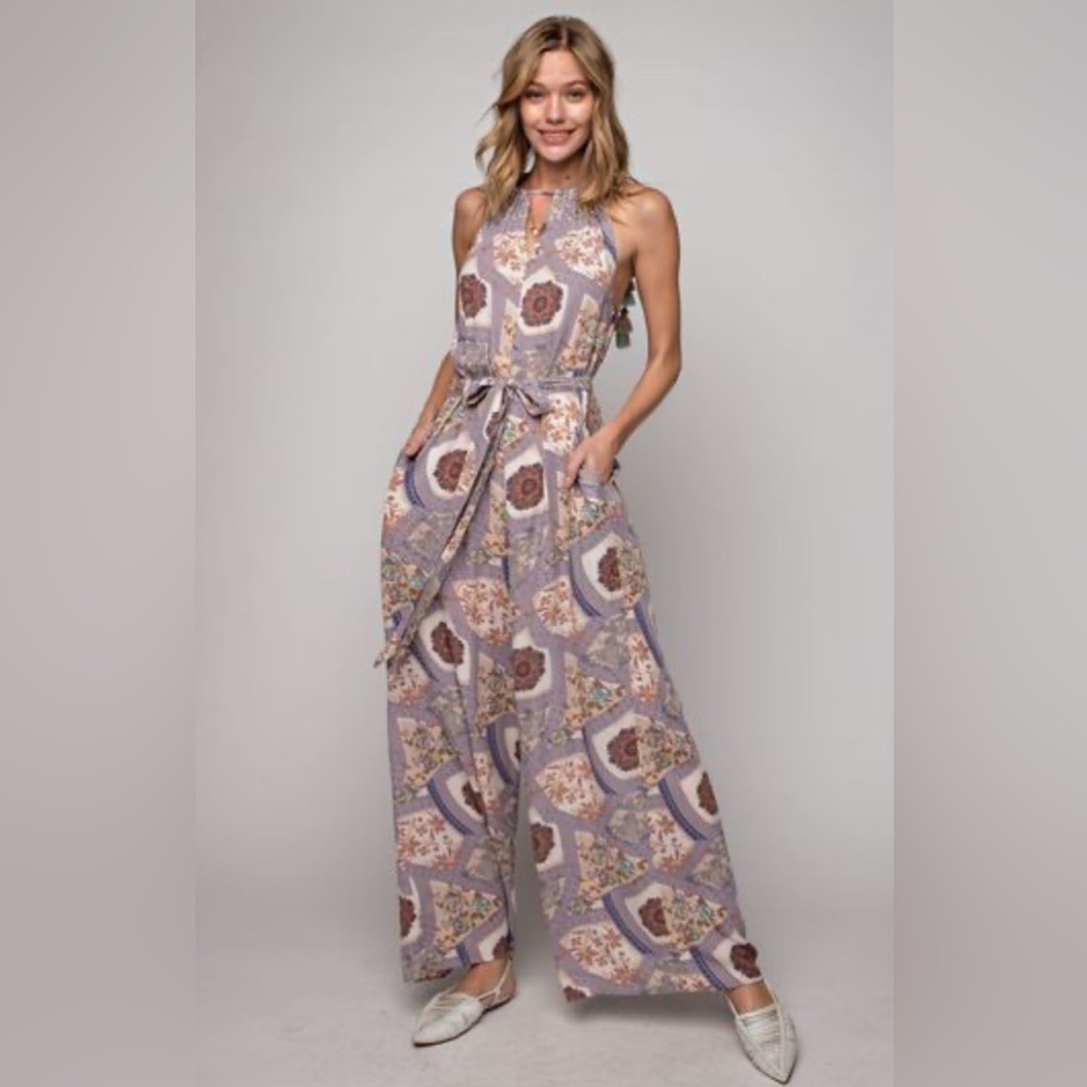 Easel Floral Print  Bohemian Jumpsuit
